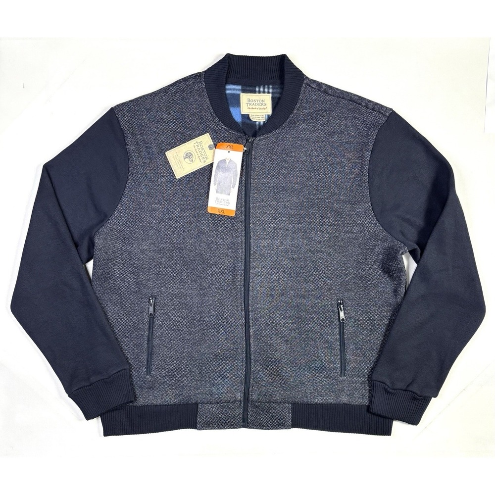 Boston Traders Jacket Men's XXL New W/ Tags Flannel Lined Zip Up Navy Blue